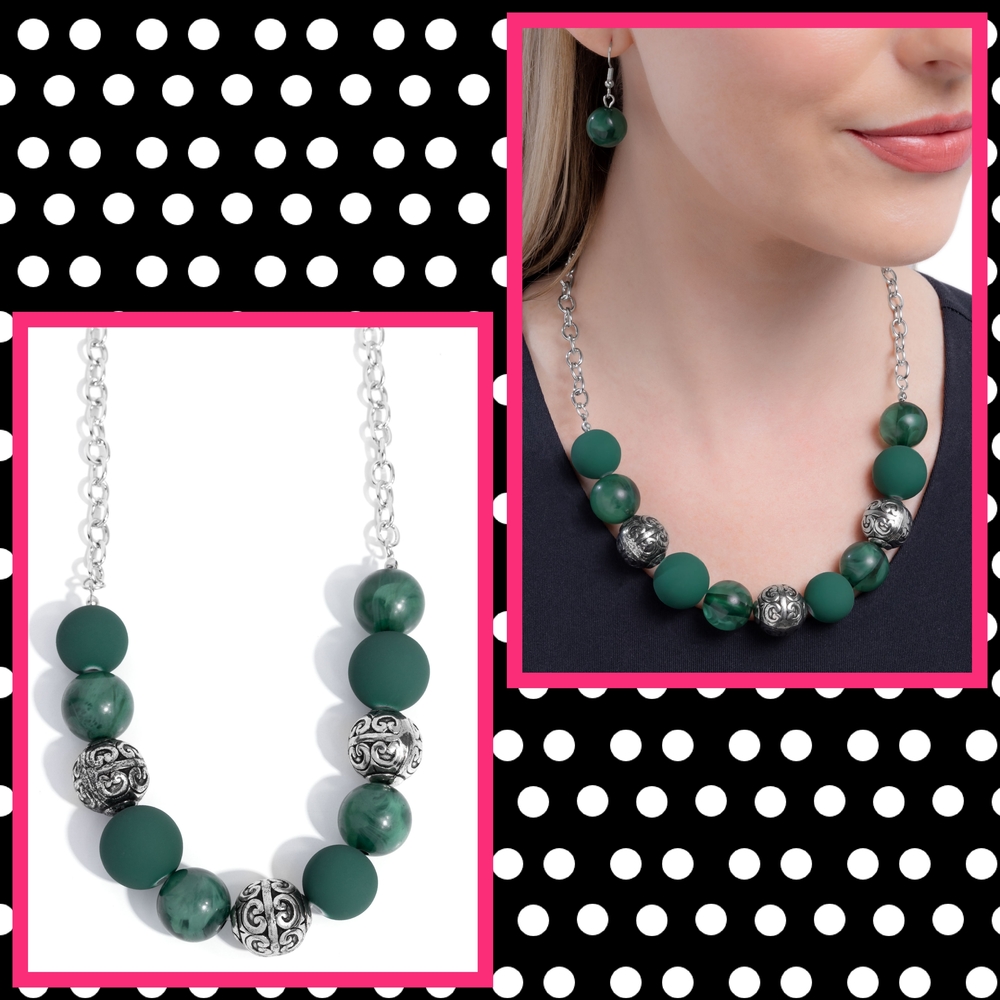 2/$10 Paparazzi Bewitching Texture - Green Necklace